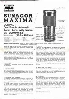 Sunagor 35-200/3.8-5.3 manual. Camera Instructions.
